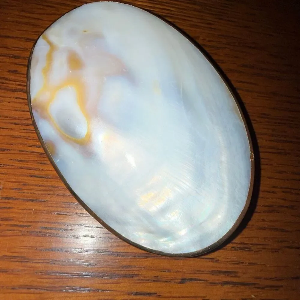 Vintage Purple Stretch‎ Belt Mother of Pearl Shell Buckle 80s Statement